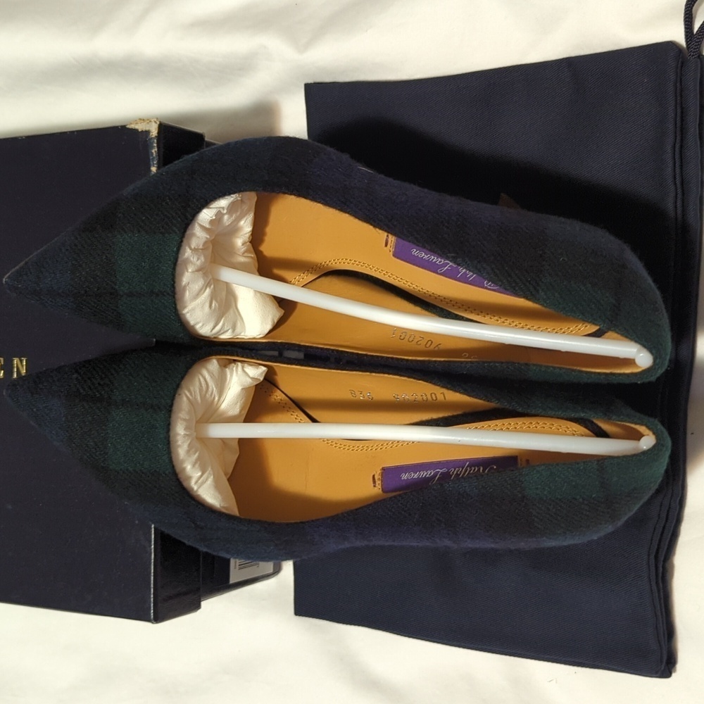 Ralph Lauren Celia Black Watch Tartan Pumps Women's Size 6/36 B Black Mu Tartan. - Picture 4 of 13
